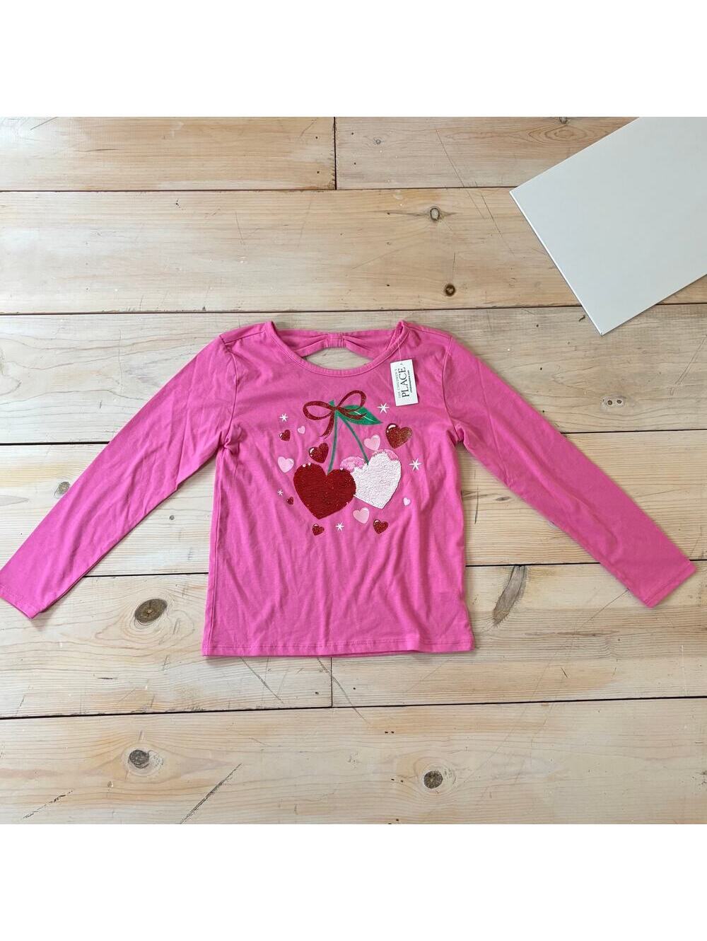 The Children's Place NWT Girls' Cherry Graphic Bow Back Top Pink Size M